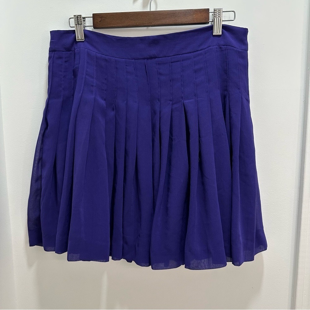 Gap Purple Pleated Mini Skirt Size 6 Crepe Knife Pleat Lined Side‎ Zip